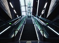 Escalator & stairs. Free public domain CC0 photo.