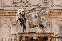 Closeup on Lion of St. Mark, Piazza delle Erbe. Free public domain CC0 image.