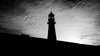 Lighthouse in black and white. Free public domain CC0 image.