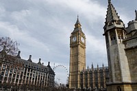 Big Ben clock tower at the north end of the Palace of Westminster in London, England. Free public domain CC0 photo.