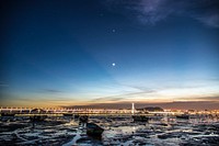 Sunset at Hong Kong coast . Free public domain CC0 photo.