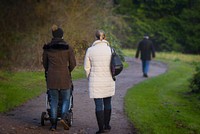 Couple wlaking together outdoors. Free public domain CC0 photo.