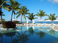 Mauritius beach side resort pool. Free public domain CC0 photo.