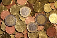 Euro coins, money & banking. Free public domain CC0 image.