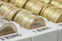 Euro coins, money & banking. Free public domain CC0 image.