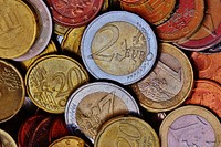 Euro coins, money & banking. Free public domain CC0 image.