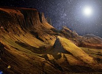 Mountain sky landscape at night. Free public domain CC0 photo.