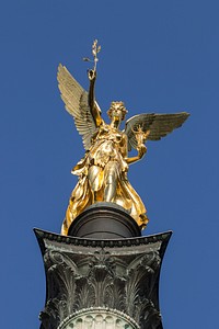 Angel of peace, gold sculpture, Munich, Germany. Free public domain CC0 photo.