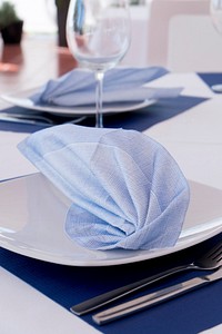 Folded napkin on a plate. Free public domain CC0 image