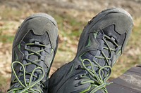 Gray hiking shoes for outdoor activity. Free public domain CC0 image.