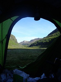 Norway mountains, summer camping. Free public domain CC0 image.