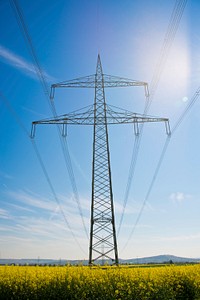 Power lines on electric transmission. Free public domain CC0 photo.