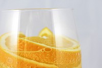 Glass of fresh orange water. Free public domain CC0 image.