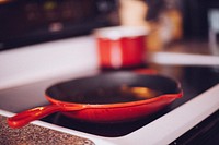 Frying pan in kitchen. Free public domain CC0 image.