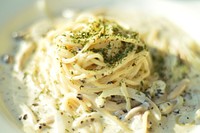 Closeup on Vegetarian Carbonara. Free public domain CC0 image.