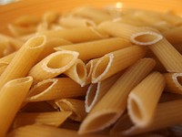 Closeup on penne pasta. Free public domain CC0 image.