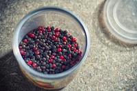 Variety of pepper spice in jar. Free public domain CC0 photo.