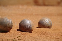 Petanque on sand. Free public domain CC0 image.