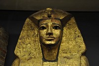 Faraoh statue at Louvre museum in Paris, France. Free public domain CC0 photo.
