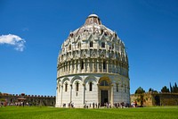 Historical church architecture by the Leaning Tower of Pisa. Free public domain CC0 image.