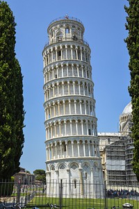 Closeup on The Leaning Tower of Pisa in Italy. Free public domain CC0 image.