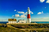 Lighthouse landscape scenery. Free public domain CC0 image.