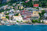 Positano coast in Italy. Free public domain CC0 photo.