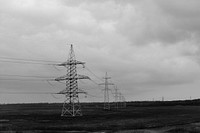 Power lines on electric transmission. Free public domain CC0 photo.