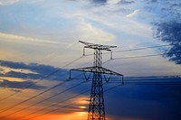 Pylon with transmission power lines. Free public domain CC0 image.