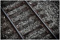Empty train track. Free public domain CC0 photo.
