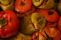 Closeup on stuffed peppers. Free public domain CC0 image.