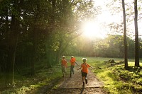 Kids running in forest. Free public domain CC0 photo.