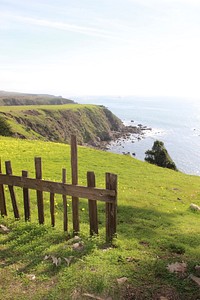 Wooden fence in seaside coastline. Free public domain CC0 photo.