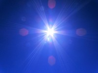 Blue sky with sunlight. Free public domain CC0 photo.