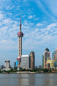 Famous oriental pearl tower in Shanghai, China. Free public domain CC0 photo.