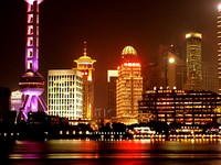 Shanghai city lights, China. Free public domain CC0 photo.