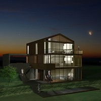 Modern house, real estate image. Free public domain CC0 photo.