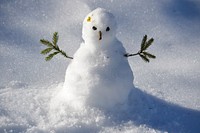 Funny snowman outside on winter day. Free public domain CC0 photo.