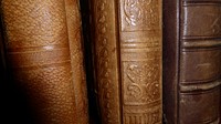 Vintage leather cover books. Free public domain CC0 photo.