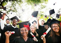 Group of diverse graduating students