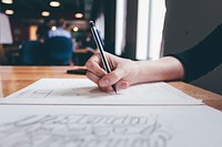 Free close up of a person sketching with a pencil image, public domain CC0 photo.