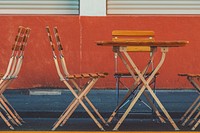 Free chairs & tables at cafe restaurant image, public domain CC0 photo.