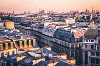 Free city buildings overview over Paris photo, public domain cityscape CC0 image.