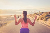 Woman runner during evening, free public domain CC0 photo.