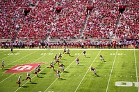 American Football Stadium with crowd, location unknown, date unknown. View public domain image source here