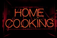 Free home cooking neon sign image, public domain CC0 photo.