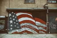 Free American flag, street art image, public domain CC0 photo.