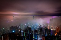 Free Hong Kong city at night image, public domain urban CC0 photo.