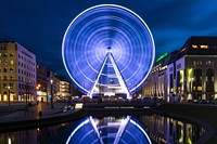 Free ferris wheel at night image,#public domain amusement park cc0 photo.