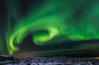 Northern lights green sky landscape, free public domain CC0 photo.